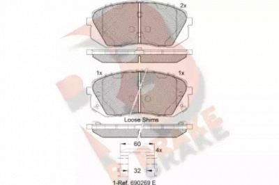 R BRAKE rb1826201 -  Комплект тормозных колодок, дисковый тормоз